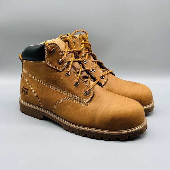 Timberland Boots Mens 11 Brown Nubuck PRO Steel Toe Gritstone 6 Lace Up Work - Picture 2 of 13